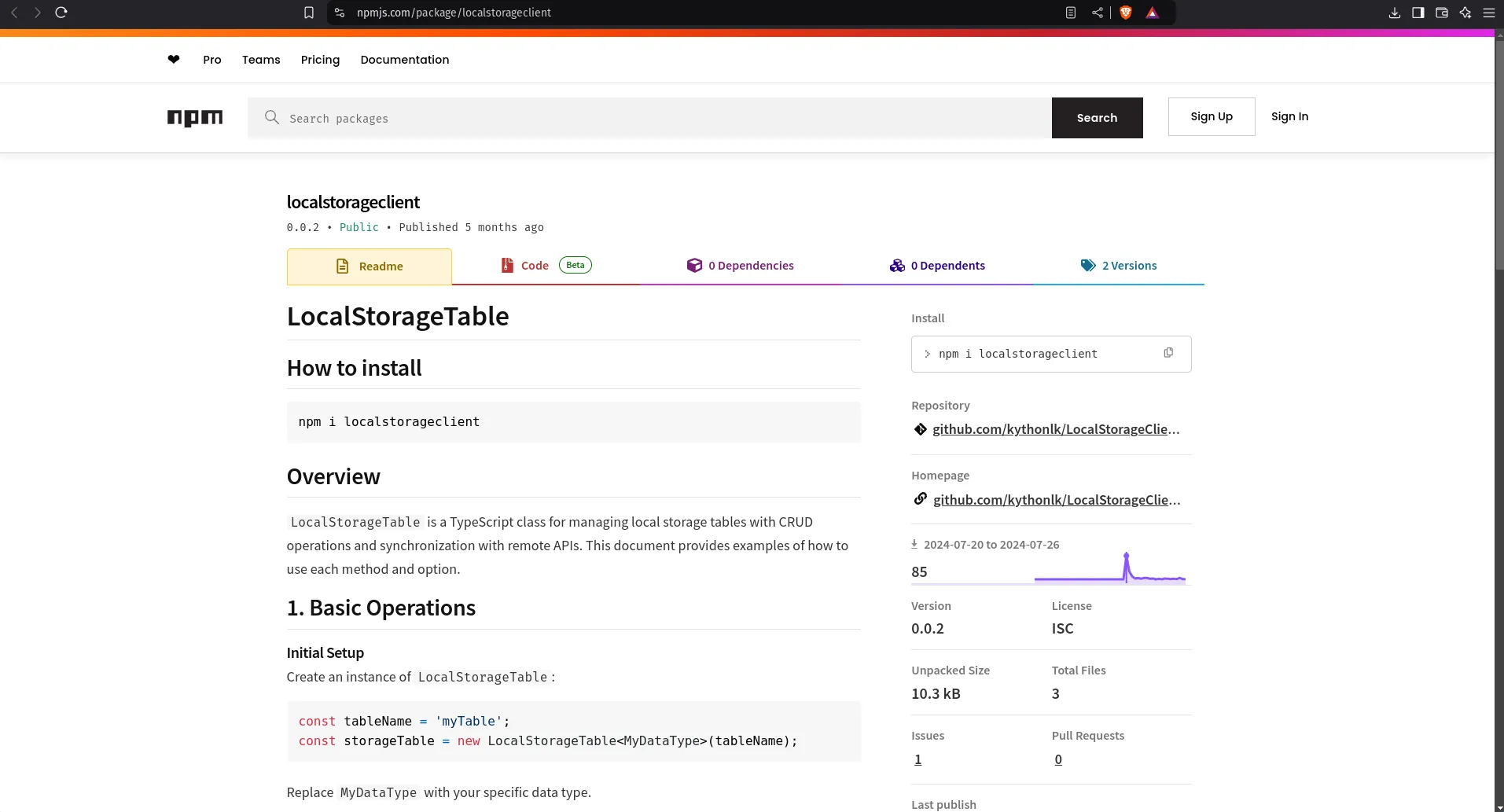 LocalStorage Client